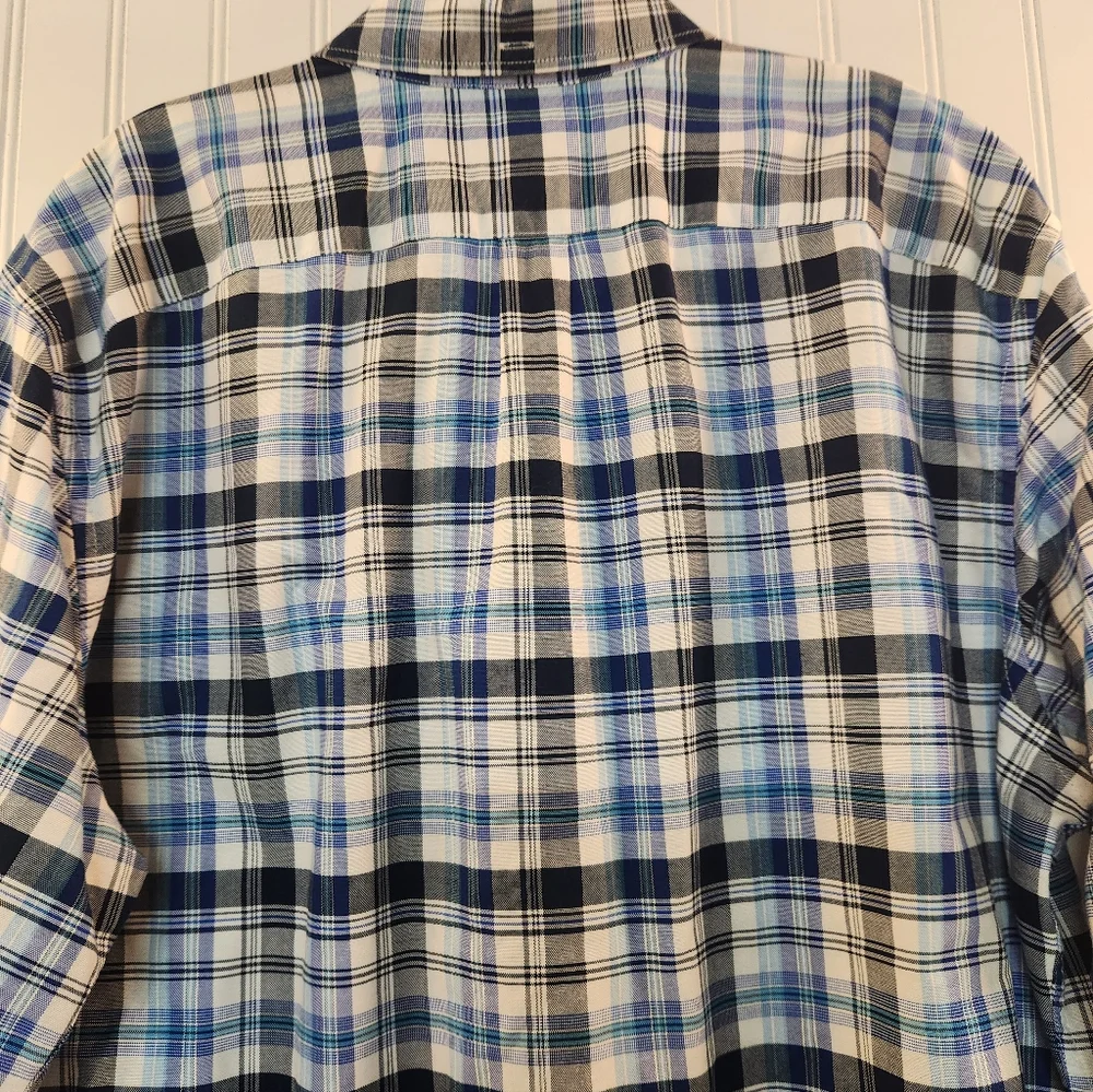 NEW Banana Republic Men's Blue Plaid Flannel Oxford Shirt Size XL Classic Preppy